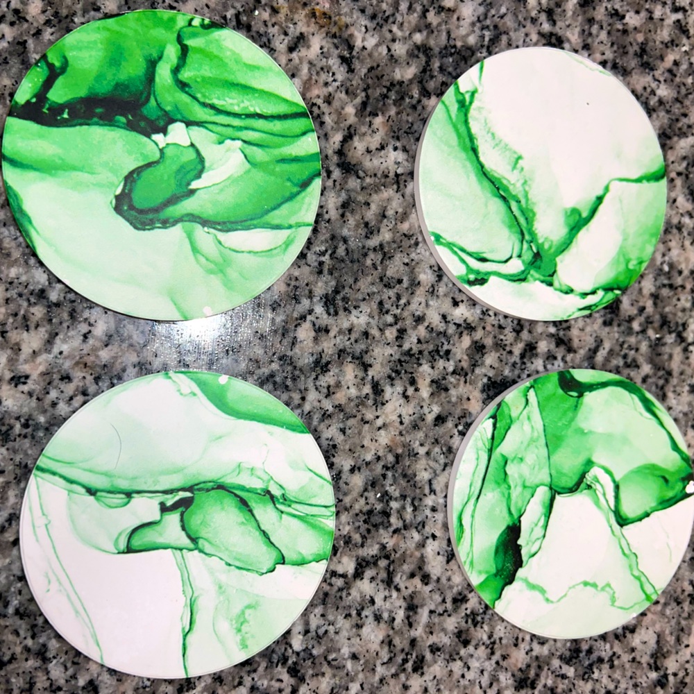 Green marble coasters